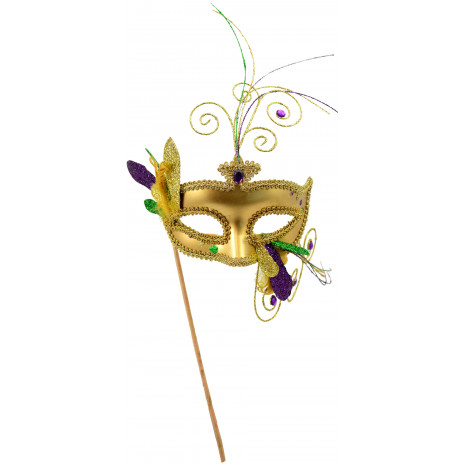 Gold Teardrop Mask on a Stick