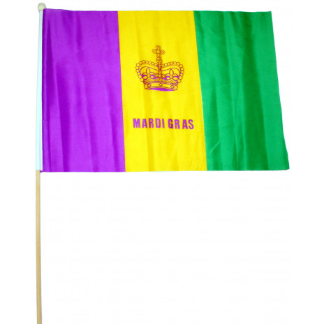 Mardi Gras Stick Flag: 14" x 18"