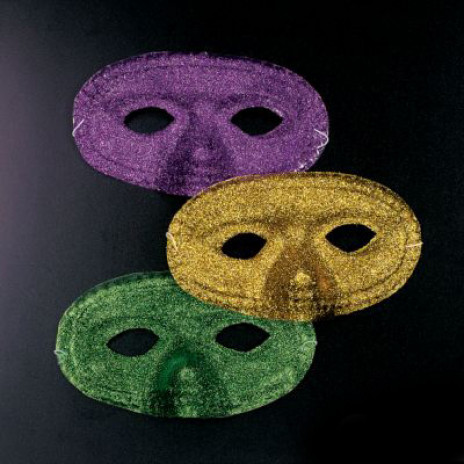 Metallic Glitter Plastic Mardi Gras Masks (12)