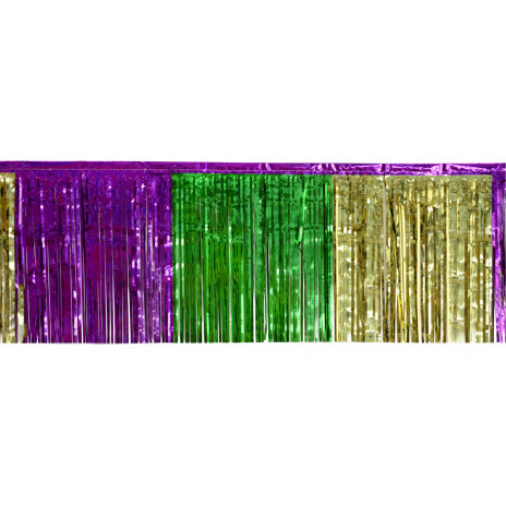 1-Ply Fringe Drape: Metallic Mardi Gras (10' x 15")