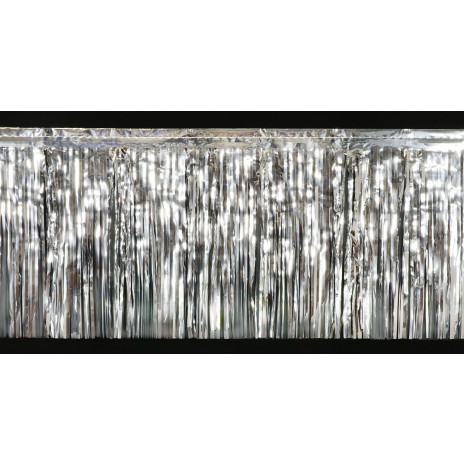 2-Ply Fringe Drape: Metallic Silver (10' x 15")
