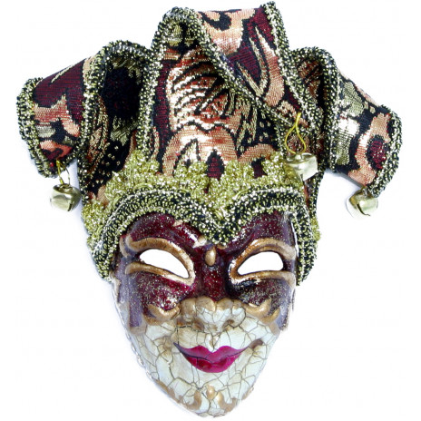 Antique Jester Mask Ornament: Red
