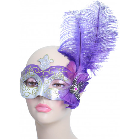Feathered Purple Princess Eye Mask