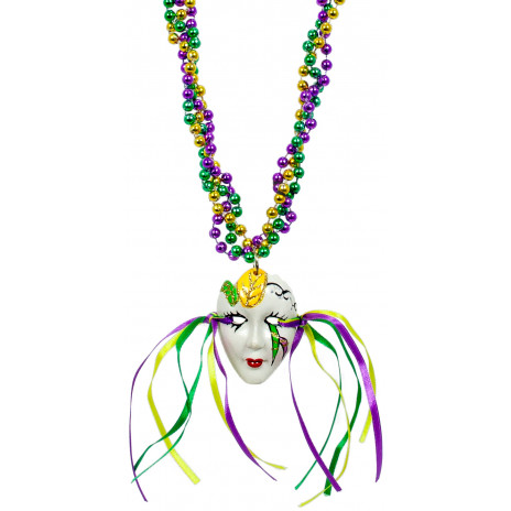 Mardi Gras Mask on Braided Necklace