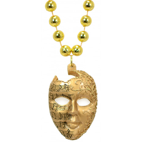 Antique Gold Musical Note Mask Necklace