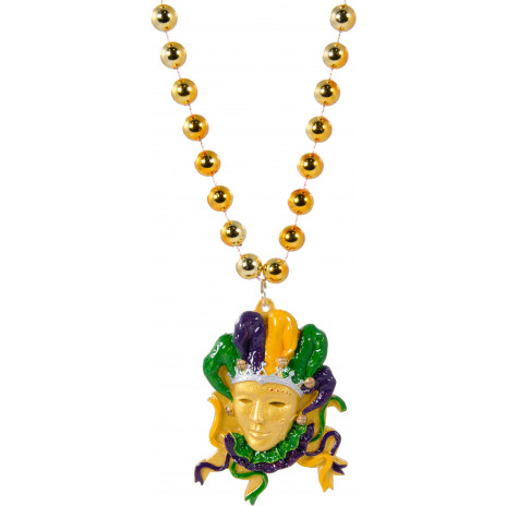 Mardi Gras Gold Jester Bead Necklace