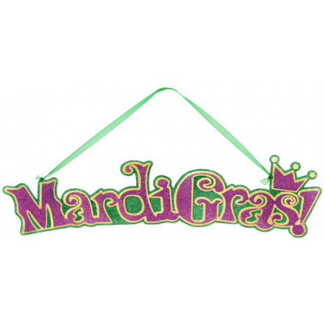 15" Glitter Mardi Gras Wall Sign