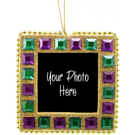 4" Square Jeweled Photo Frame Ornament: PGG