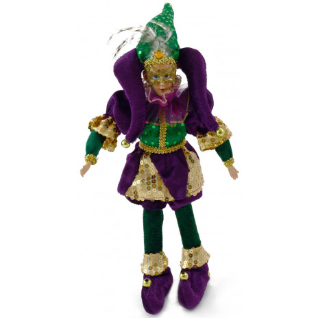 14" Velvet Mardi Gras Jester Doll