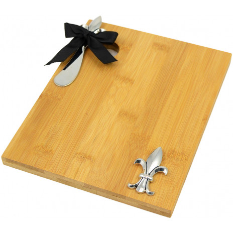 Fleur De Lis Bamboo Cutting Board/Spreader Set