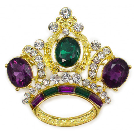 Elegant Mardi Gras Crown Pin