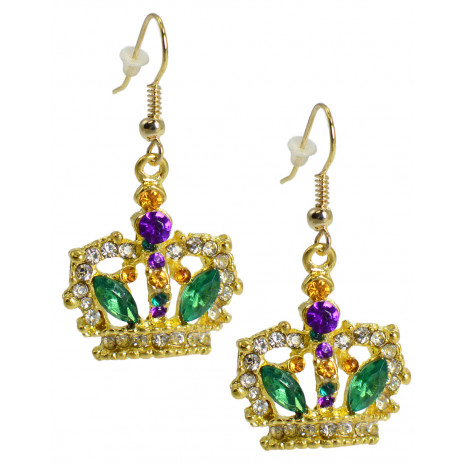 Jeweled Crown Dangling Earrings