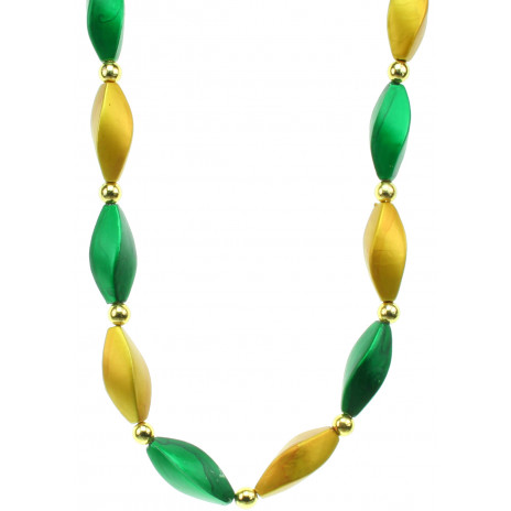 Satin Swirls Necklace: Green & Gold