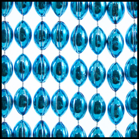 Football Shape Beads 36" Metallic Light Blue