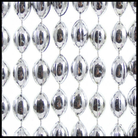 Football Shape Beads 36" Metallic Silver