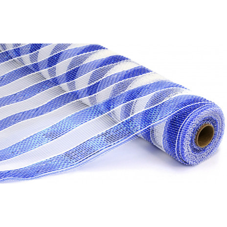 21" Poly Deco Mesh: Blue & White Stripe