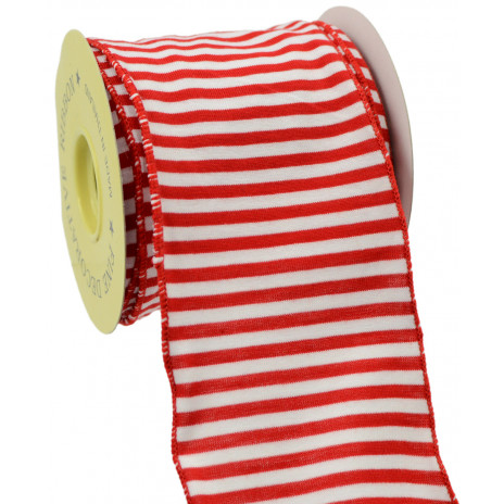 4" Red/White Stripe Ribbon
