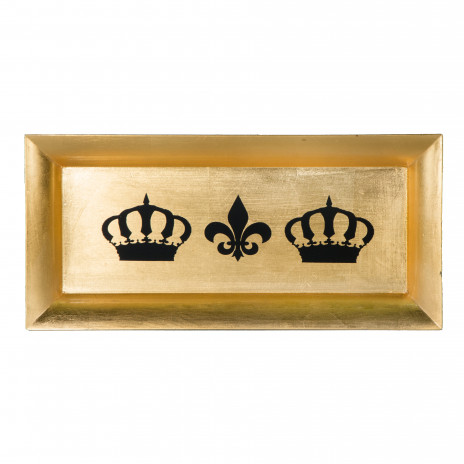 Gold Leaf Mardi Gras Emblem Rectangle Platter: Gold & Black