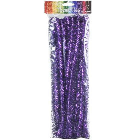 20mm Tinsel Tie Stems: Purple (25)