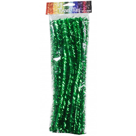 20mm Tinsel Tie Stems: Emerald (25)