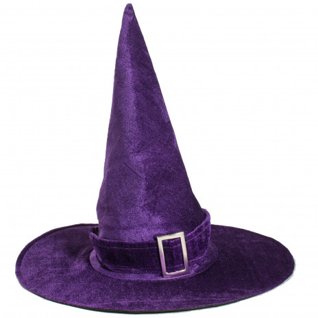 17.5" Velvet Witch Hat: Purple