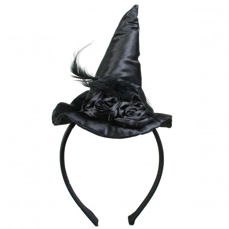 5" Mini Witch Hat Headband: Black
