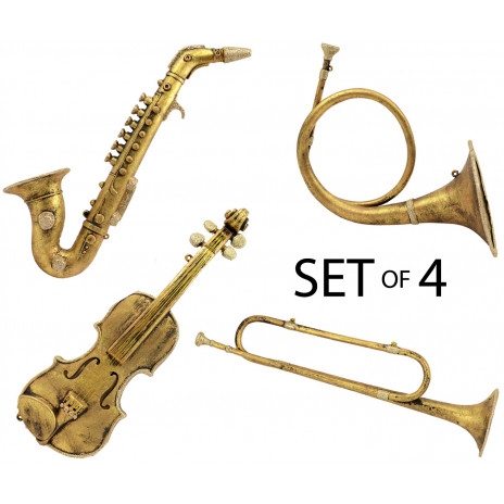 16"-20" Assorted Gold Decorative Music Instruments (Set of 4)