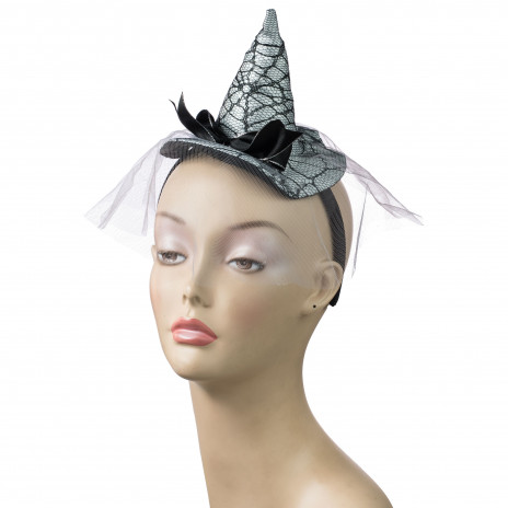 Mini Witch Hat Headband: Spiderweb