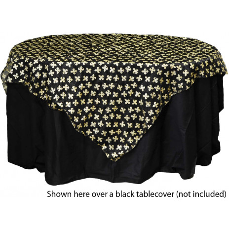 Fleur De Lis Table Cover: Black & Gold (55" x 55")