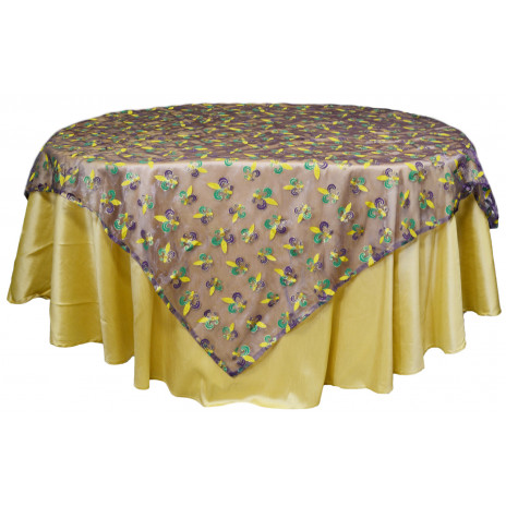 Mardi Gras Fleur De Lis Table Cover: Purple Sheer