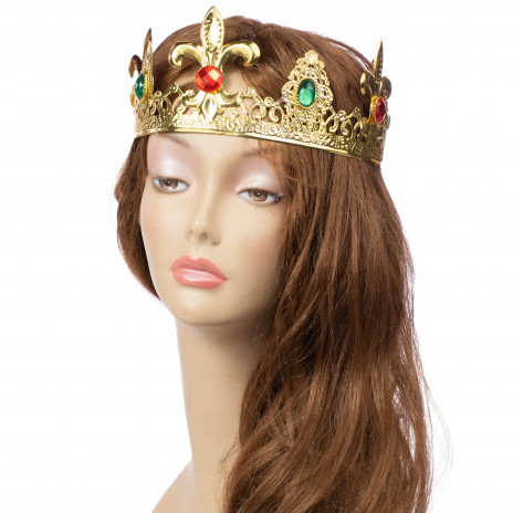 Gold Metal Jeweled Crown: Filigree
