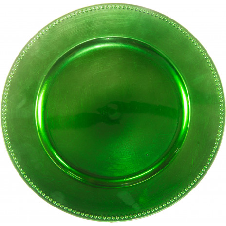 13" Laquer Round Charger Plate: Green