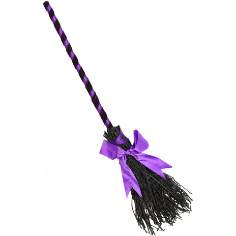 Glittered Witch Broom: Purple (25")