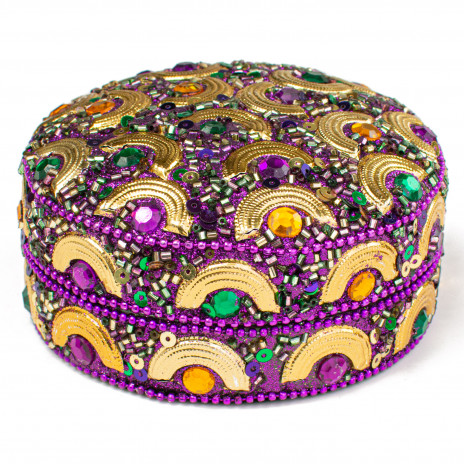 Round Half Circle Jeweled Box