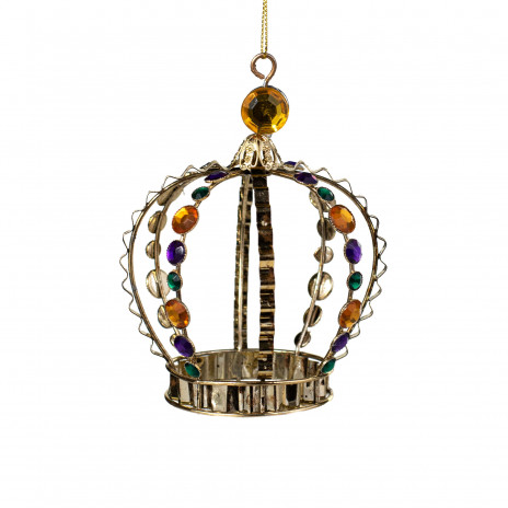 4.5" Jeweled Metal Crown Ornament