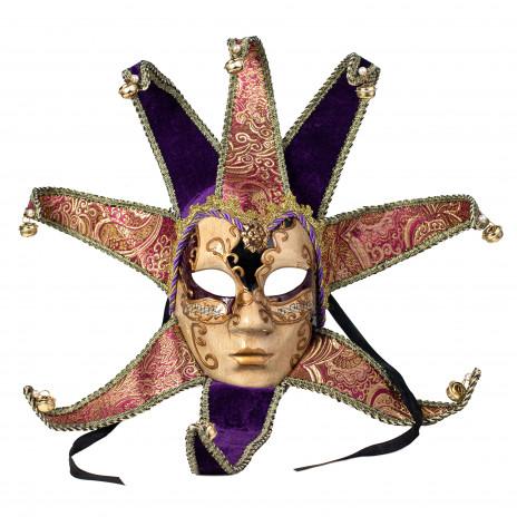 24" Music Mask With Horns: Purple, Gold, Fuchsia