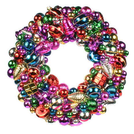 16" Mixed Ornament Christmas Wreath: Multi Color