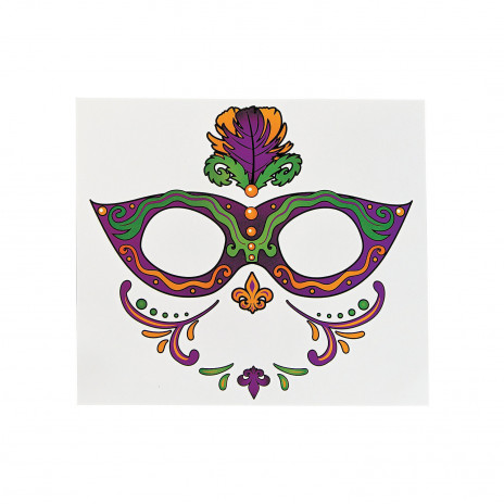Mardi Gras Full Face Mask Tattoo (Set of 12)