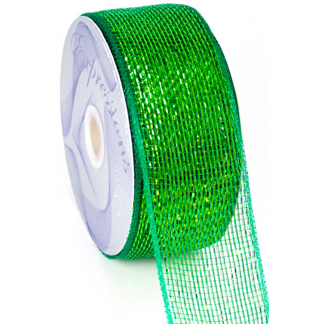 2.5" Poly Deco Mesh Ribbon: Metallic Green(discontinued)