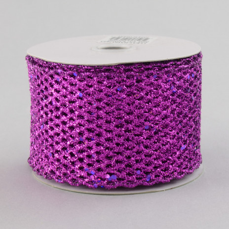 2.5" Glitter Diamond Mesh Ribbon: Purple (10 Yards)