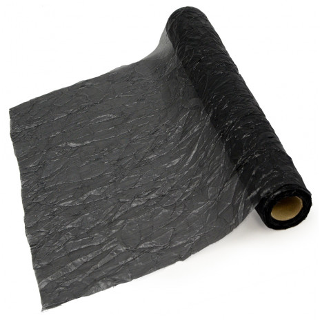 Crushed Metallic Lamé Fabric Roll: Black