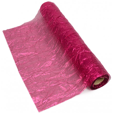 Crushed Metallic Lamé Fabric Roll:  Fuchsia Pink