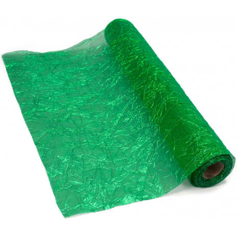 Crushed Metallic Lamé Fabric Roll: Green