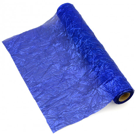 Crushed Metallic Lamé Fabric Roll:  Royal Blue