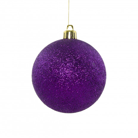 80MM Round Glitter Ball Ornament: Purple