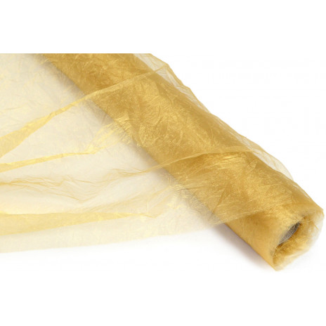 Crinkle Sheer Fabric Roll: Gold