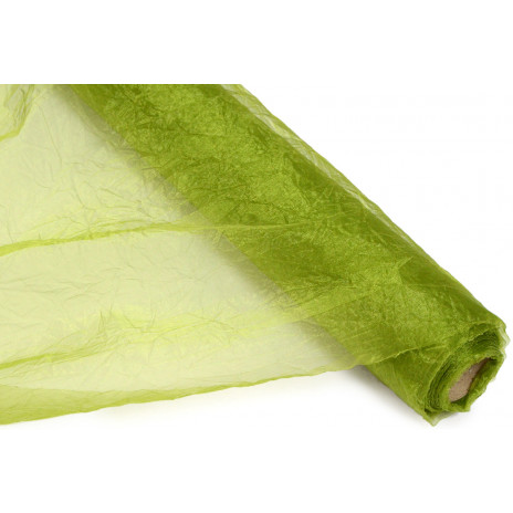 Crinkle Sheer Fabric Roll: Moss Green