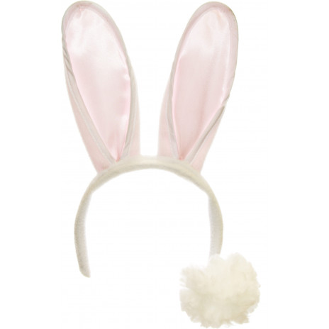 White Bunny Ears Headband & Tail Set