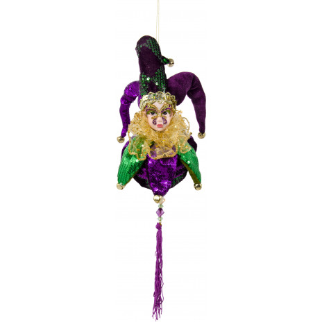 9" Mardi Gras Jester Ball Hanging Ornament