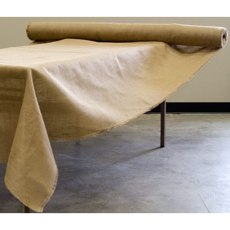 Table covered with fine weave 54" wide bulk burlap fabric roll